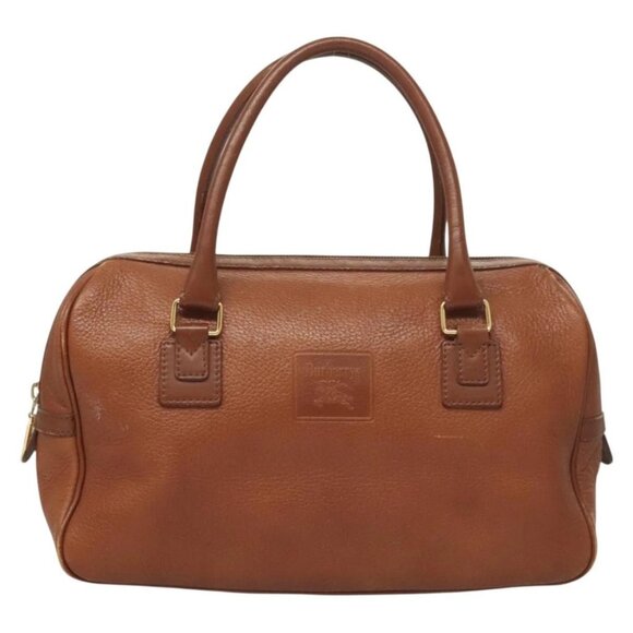 Burberry Handbags - Burberrys Hand Bag Leather Brown Gold Auth ep9811